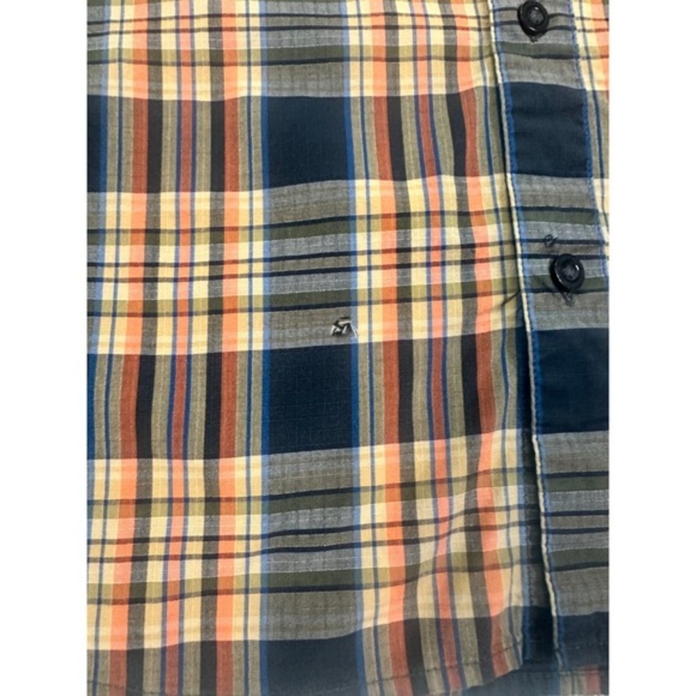Patagonia Western Shirt Mens M Blue Orange Organic Cotton Ripstop Plaid Flawed - Picture 8 of 8